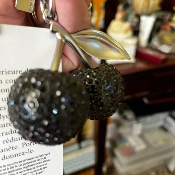 Coach Black Crystal Cherry Bag Charm/Keychain - Picture 4 of 13